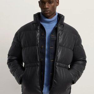 Faux Leather Puffer Jacket